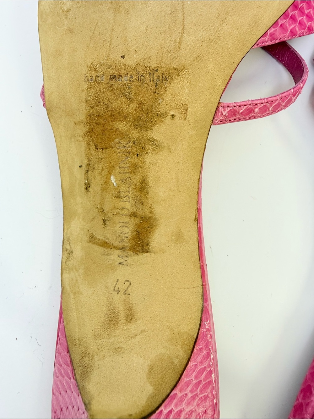 Vintage Manolo Blahnik Pink Python Snakeskin Strappy Mules Kitten Heels EU 42 - Picture 11 of 11